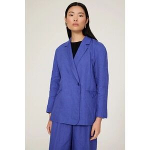 Madewell‎ Linen Blazer Jacket Blue One Button Fair Trade Certified XXS